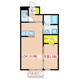 1LDKの間取り画像