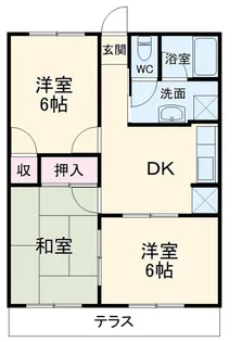 矢部ハイツ B棟【1階】の間取り
