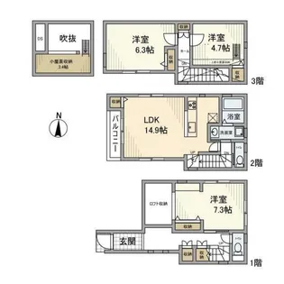 東京都中野区野方1【一戸建】の間取り