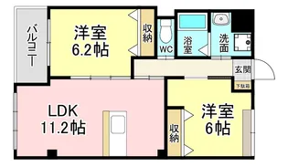 2LDKの間取り画像