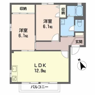 2LDKの間取り画像