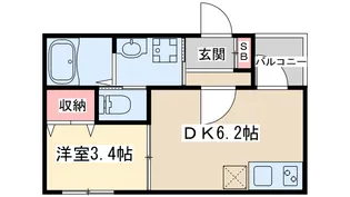 フルール ブラン【1階】の間取り