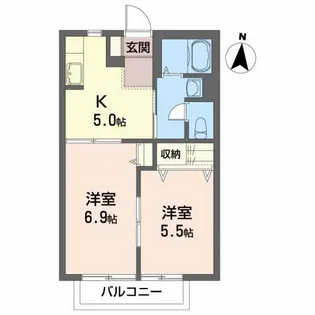 インターヴィレッジD【1階】の間取り