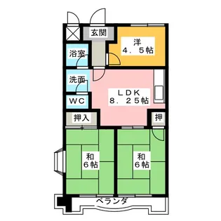 スカイハイツ東【4階】の間取り
