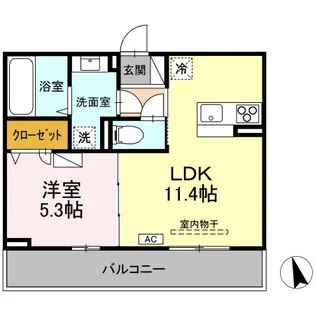 スカイハイ天神町【2階】の間取り