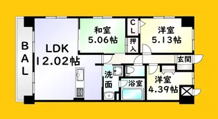 ラフィーネ到津学園通り【10階】の間取り