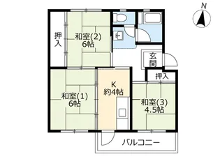 UR寝屋川【3階】の間取り