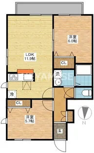 ヴィラウィステリア小ヶ倉E【1階】の間取り