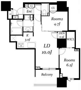 DEUX TOURS CANAL&SPA WEST【28階】の間取り