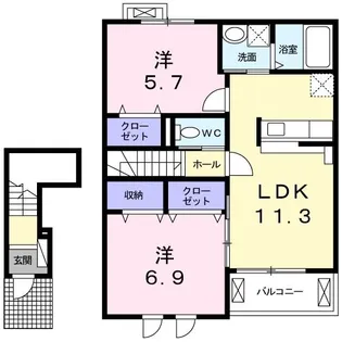 ラーゴ プラシード【2階】の間取り