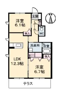 シャーメゾン クレール B棟【1階】の間取り