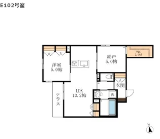 カシータ蓬川緑地イースト【1階】の間取り