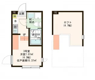 ハーモニーテラス四ツ木II【2階】の間取り