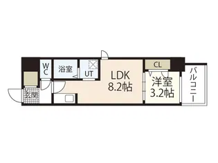 メイクス京橋川【8階】の間取り