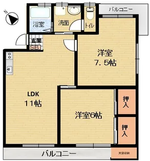 日の出グリーンハイツ【1階】の間取り