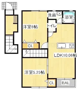 岡山県岡山市北区平野【アパート】の間取り