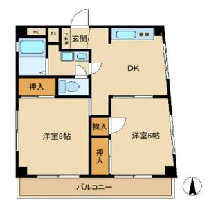 2DKの間取り画像