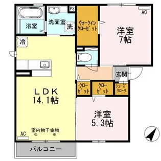 ブランディア B【2階】の間取り