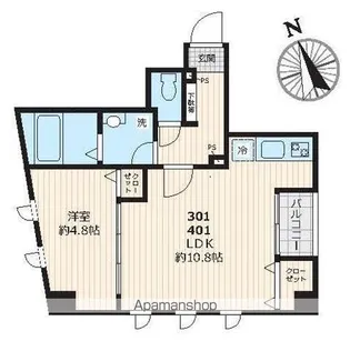 ピークサイドレジデンス早稲田【4階】の間取り