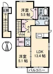 ウィステリア A棟【2階】の間取り