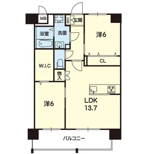 2LDKの間取り画像