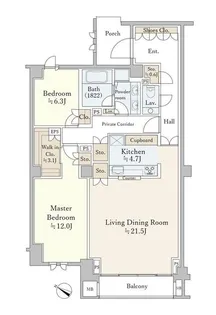 グランツオーベル南平台【1階】の間取り