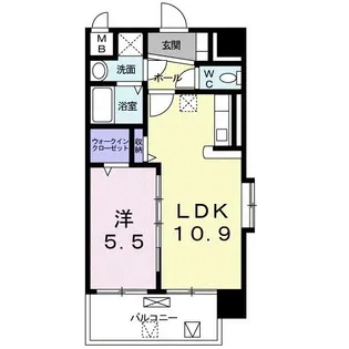 1LDKの間取り画像