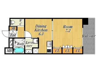 レジュールアッシュ福島【10階】の間取り