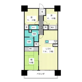アーバンラフレ虹ヶ丘西8号棟【2階】の間取り