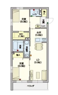 (シニア限定)ヘーベルVillageKUSU【2階】の間取り