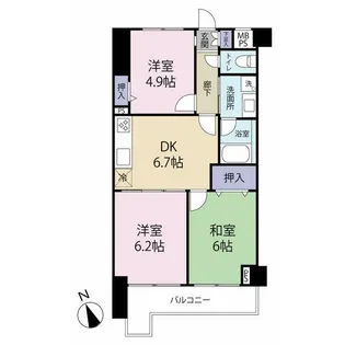 ベルメゾン東戸塚【2階】の間取り