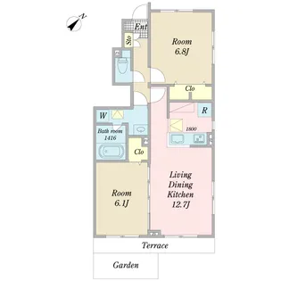 ヴァンベールII【1階】の間取り