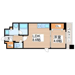 レジディア仙台北四番丁プレイス【3階】の間取り