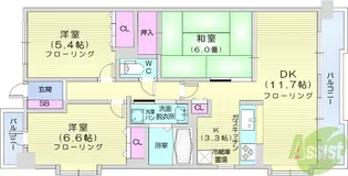 東仙台六番館【3階】の間取り