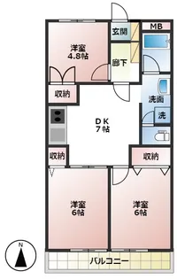 グリーンハイツ小平【1階】の間取り