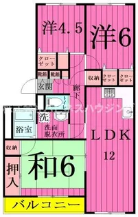 INOVE松戸六高台B棟 イノベマツドロッコウダイビートウ【3階】の間取り