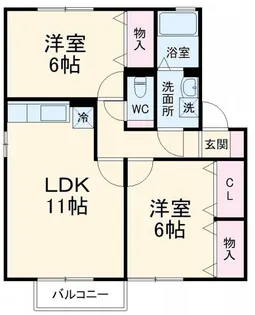 ウィルモアefu B棟【2階】の間取り