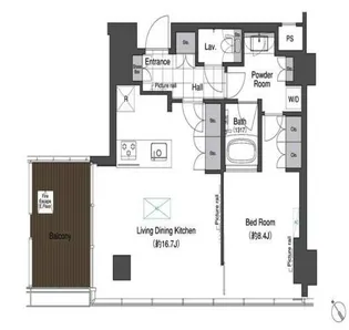 スカイハウス浜離宮【17階】の間取り