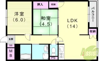 御影オークマンション【3階】の間取り