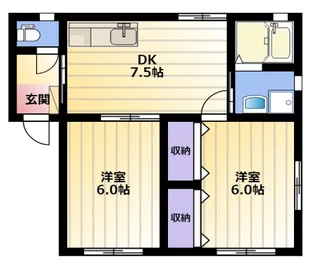 シオミサンハイツA【1階】の間取り