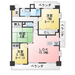 グローリアス新安城【7階】の間取り