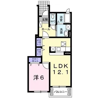 レヂデンス岡野【1階】の間取り