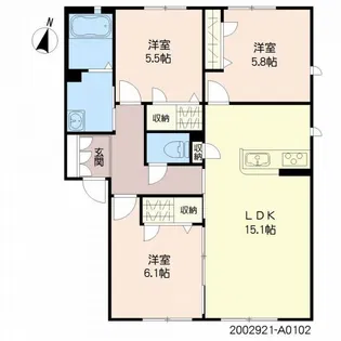プレミアス三田川【1階】の間取り