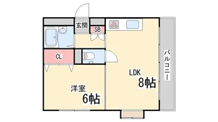 ベルトピア六甲【1階】の間取り