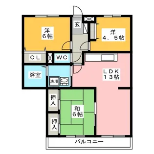 サンエクセル緑ヶ丘【3階】の間取り