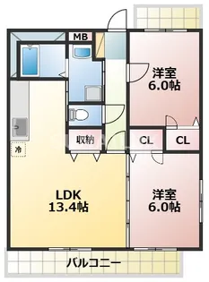 熊本県熊本市北区鶴羽田1【マンション】の間取り