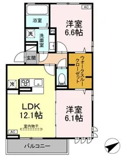 山梨県甲府市徳行5【アパート】の間取り