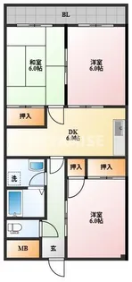 パティオ古舘B【4階】の間取り