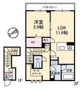 広島県福山市西新涯町2【アパート】の間取り
