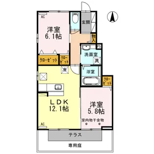 福井ガーデンハイツ B棟【1階】の間取り